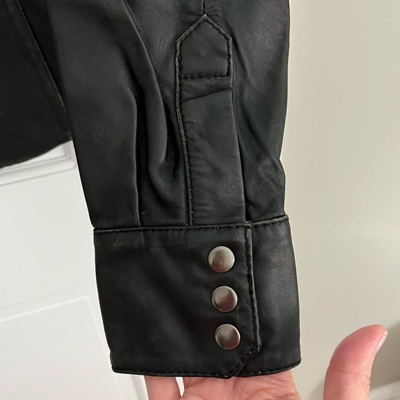 One Teaspoon Womens 100% Sheep Leather Western Snap Front Shirt XS Rodeo New - Picture 4 of 15